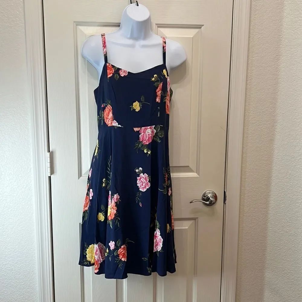 Old Navy Cami Sun Dress Size Small Blue Pink Yellow Floral Mini Adjustable Strap